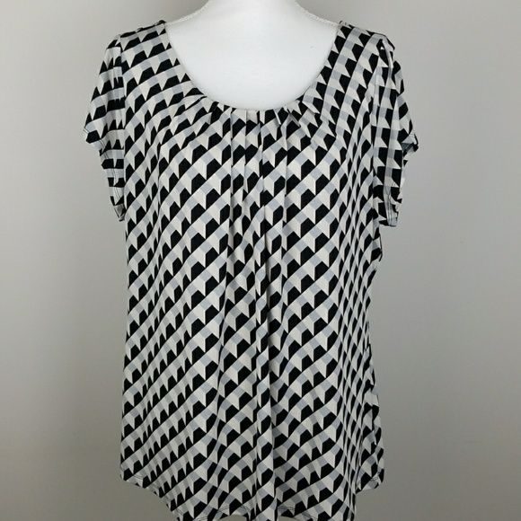 Worthington Tops - Worthington black gray cream stretch jersey blouse